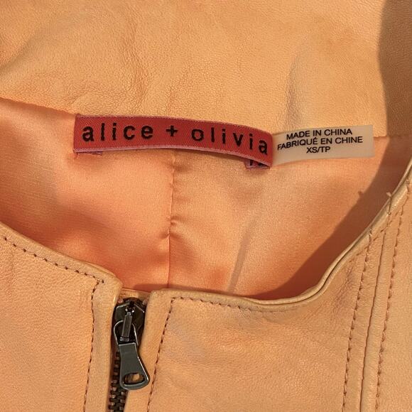 NWT Alice + Olivia Peach Lamb Leather Jacket, Size XS - Picture 7 of 8